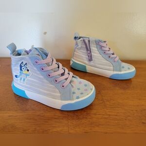 Bluey Ground Up High Top Sneakers Side Zipper Lavender Laces Toddler Size 9